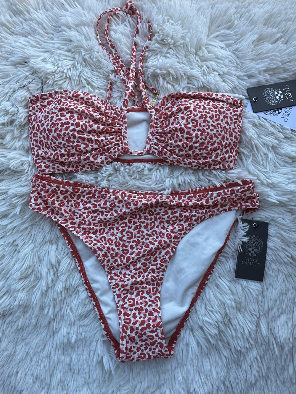 Vince Camuto Red Leopard Print Bikini Set